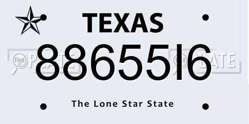 88655I6 Texas License Plate