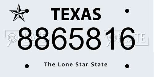 8865816 Texas License Plate