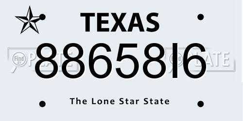 88658I6 Texas License Plate
