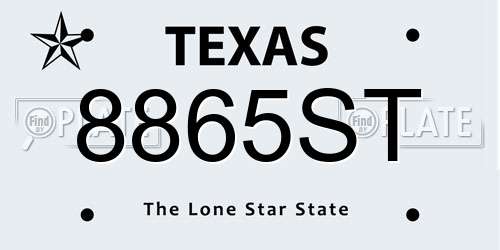 8865ST Texas License Plate