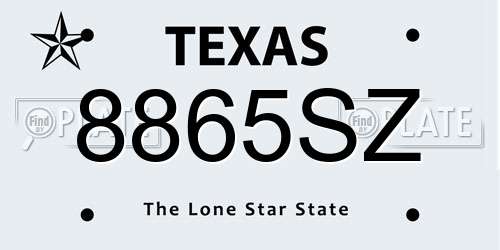 8865SZ Texas License Plate