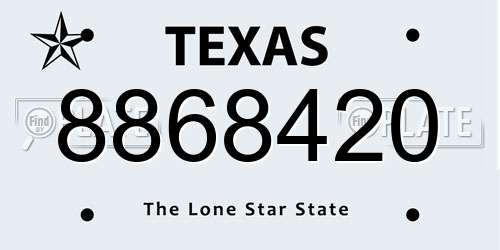 8868420 Texas License Plate