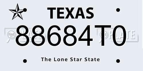 88684T0 Texas License Plate