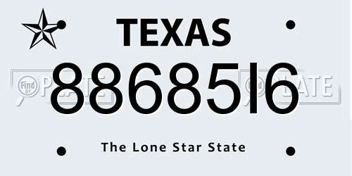 88685I6 Texas License Plate