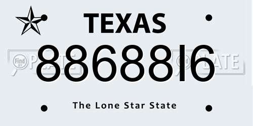 88688I6 Texas License Plate