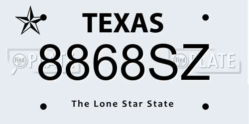 8868SZ Texas License Plate