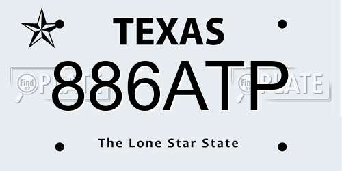 886ATP Texas License Plate