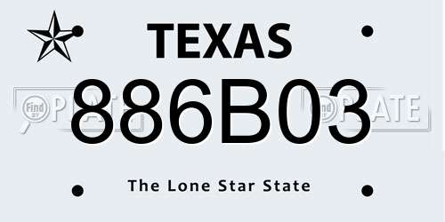 886B03 Texas License Plate