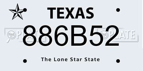 886B52 Texas License Plate