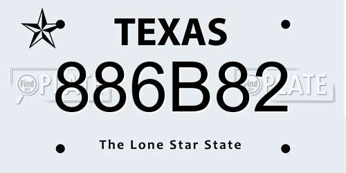 886B82 Texas License Plate