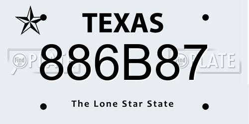 886B87 Texas License Plate