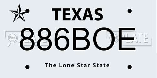 886BOE Texas License Plate
