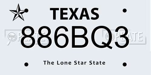 886BQ3 Texas License Plate