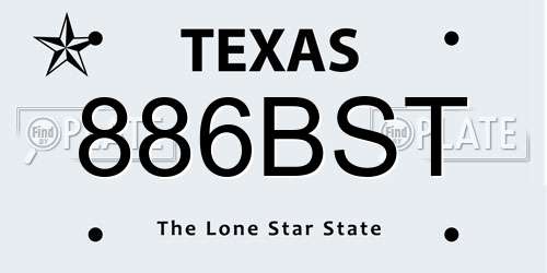 886BST Texas License Plate