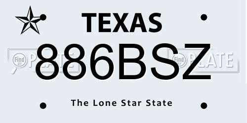 886BSZ Texas License Plate