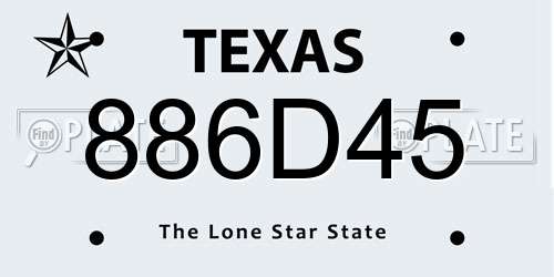 886D45 Texas License Plate