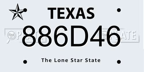886D46 Texas License Plate