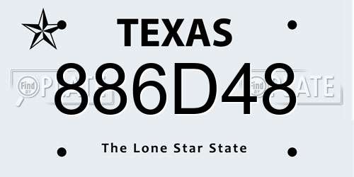 886D48 Texas License Plate