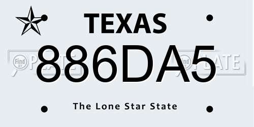 886DA5 Texas License Plate