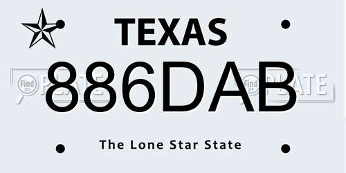 886DAB Texas License Plate