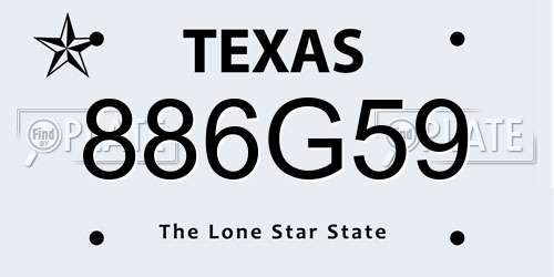 886G59 Texas License Plate