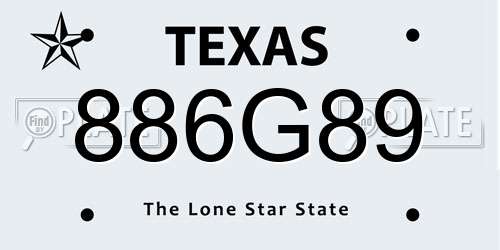 886G89 Texas License Plate