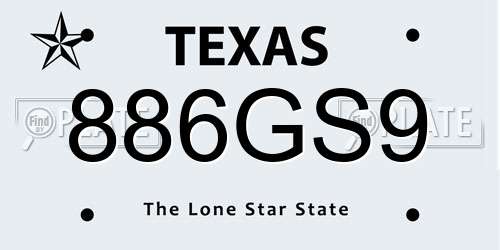 886GS9 Texas License Plate