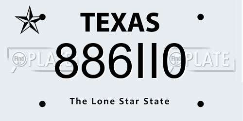 886II0 Texas License Plate