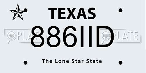 886IID Texas License Plate