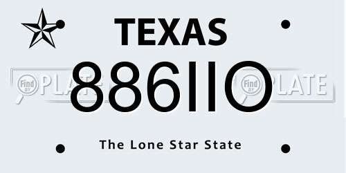 886IIO Texas License Plate