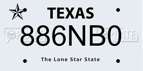 886NB0 Texas License Plate