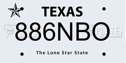 886NBO Texas License Plate