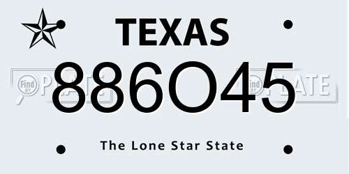 886O45 Texas License Plate