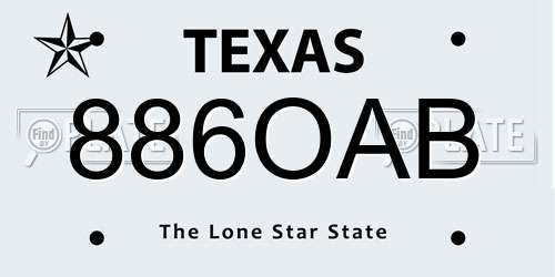 886OAB Texas License Plate