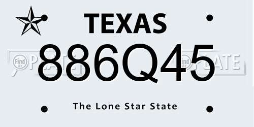 886Q45 Texas License Plate