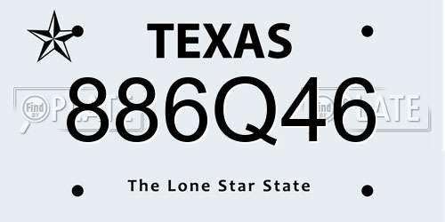 886Q46 Texas License Plate