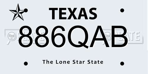 886QAB Texas License Plate