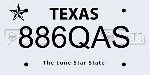 886QAS Texas License Plate