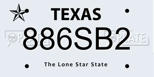 886SB2 Texas License Plate