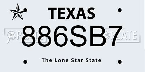 886SB7 Texas License Plate