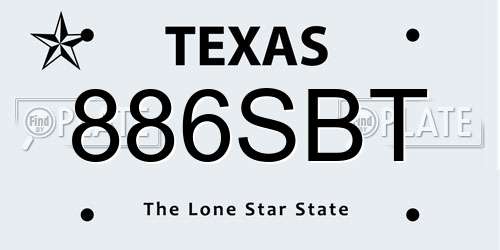 886SBT Texas License Plate