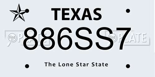 886SS7 Texas License Plate