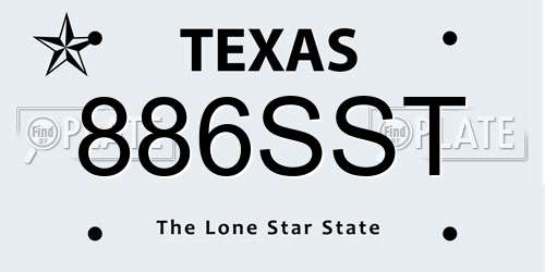 886SST Texas License Plate