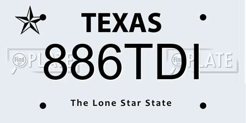 886TDI Texas License Plate
