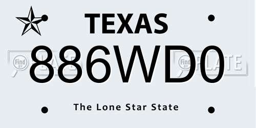 886WD0 Texas License Plate