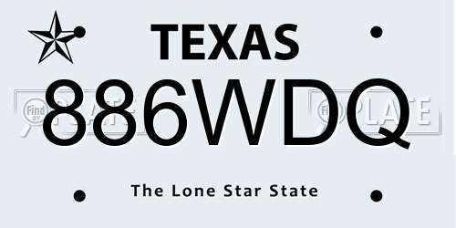 886WDQ Texas License Plate