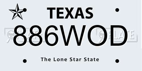 886WOD Texas License Plate
