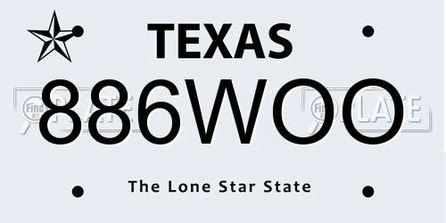 886WOO Texas License Plate