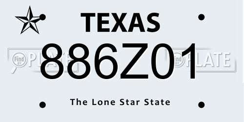 886Z01 Texas License Plate