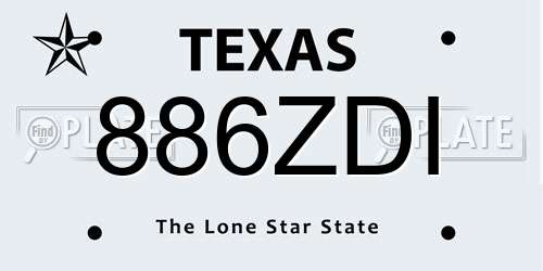 886ZDI Texas License Plate